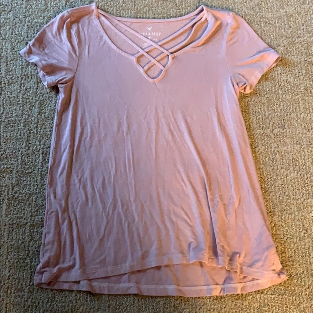 pastel pink shortsleeved top